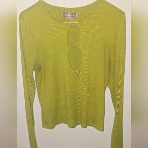 Urban Outfitters Chartreuse Ribbed Blouse